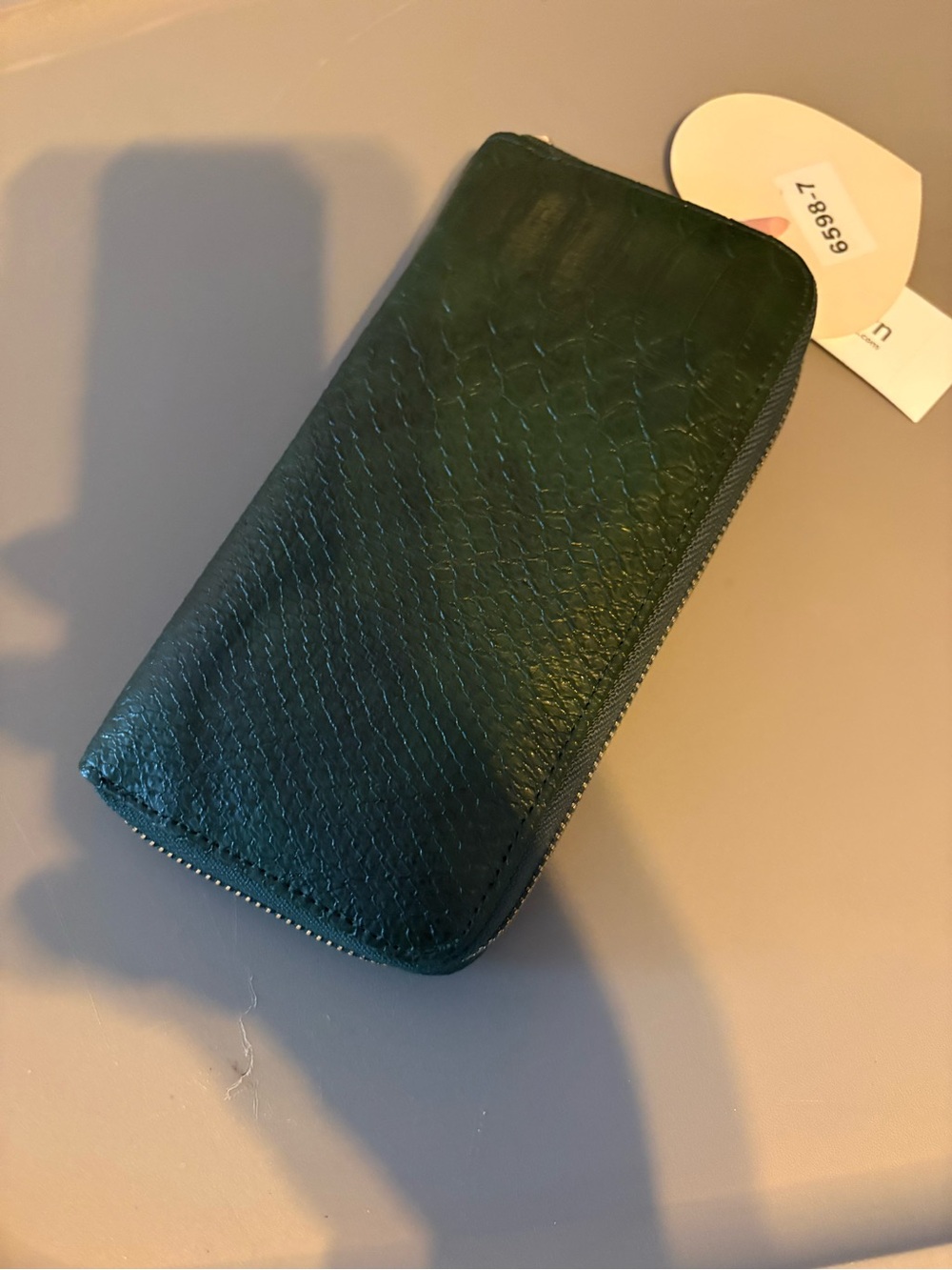 Dressbarn Dark Teal Textured Zip Wallet